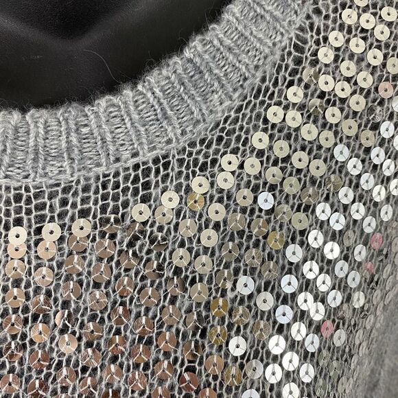 Michael Kors Sequins Gray Alpaca Wool Blend Sweater Size Medium - Picture 9 of 10